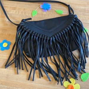 Vintage Leather Crossbody/Clutch w/ Fringe